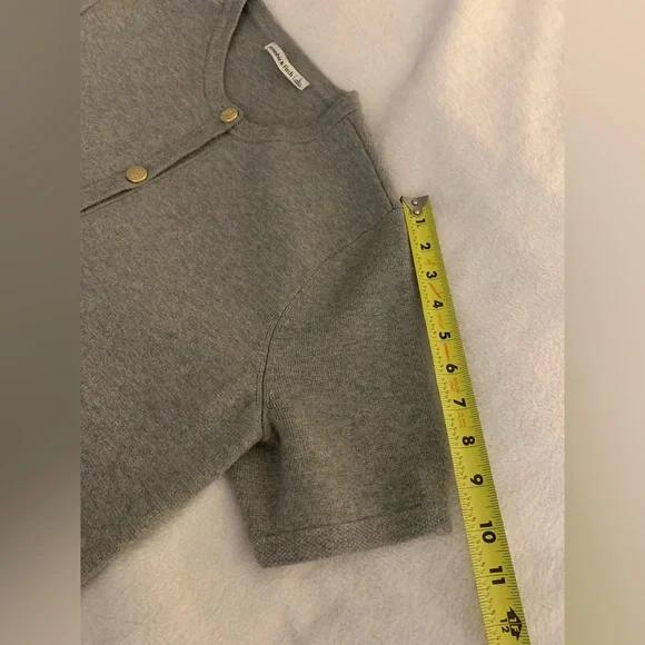 Abercrombie & Fitch Lux Soft Heavy Knit Gray Cardigan Jacket with Gold Buttons L - Picture 13 of 16